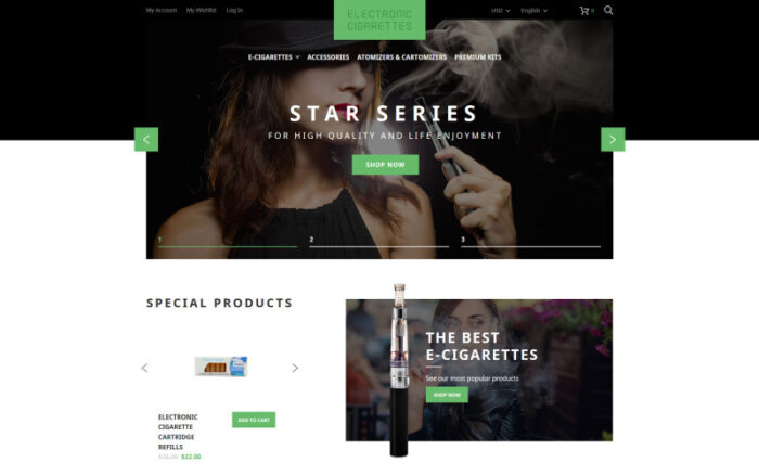 Electronic Cigarettes Magento Theme