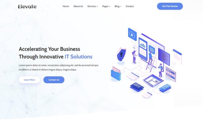 Elevate - Template Situs Web Solusi TI & Layanan Bisnis