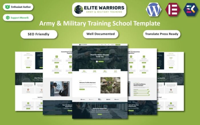 Elite Warriors - Templat WordPress Elementor Sekolah Pelatihan Militer & Angkatan Darat