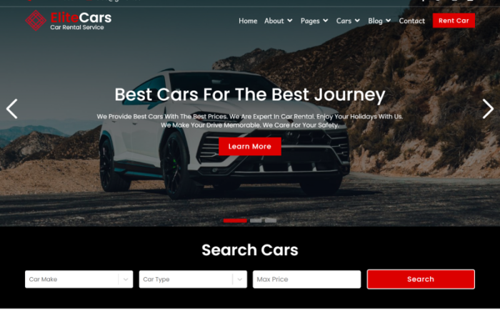 EliteCars - Template Situs Web React Penyewaan Mobil