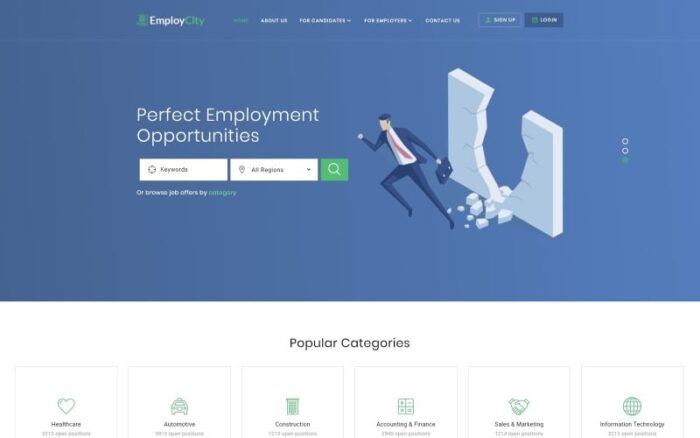 EmployCity - Template Situs Web HTML5 Multihalaman Portal Pekerjaan