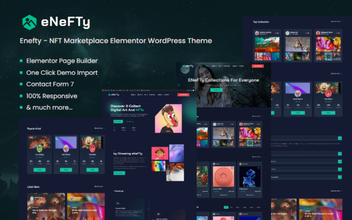 Enefty - Tema WordPress Elementor Pasar NFT