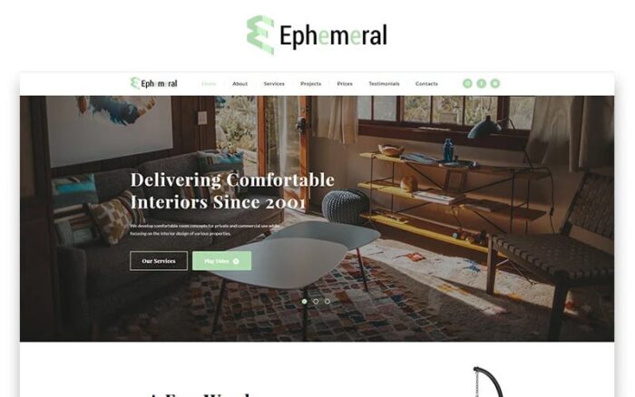 Ephemeral - Template Halaman Arahan HTML Agensi Desain Interior