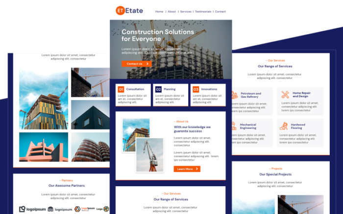 Etate - Template Buletin Email Responsif Konstruksi Serbaguna