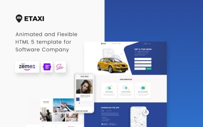 Etaxi - Template Situs Web Responsif Perusahaan Taksi