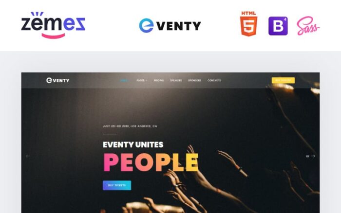 Eventy - Template Situs Web HTML Serbaguna untuk Acara Publik yang Menyenangkan