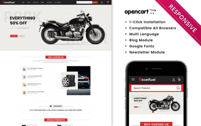 Excelfuel - Tema Opencart Responsif Toko Otomotif