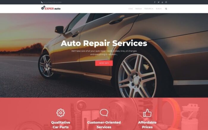 EXPER Auto - Tema WordPress Layanan Perbaikan Mobil yang Sepenuhnya Responsif