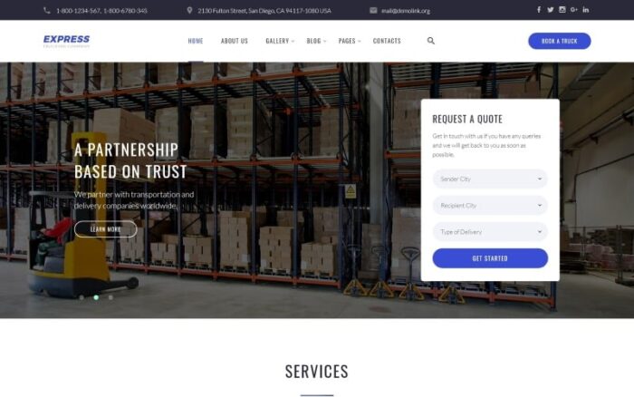 Express - Template Situs Web Multihalaman Logistik dan Transportasi