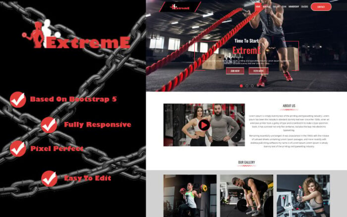 Extreme - Template Halaman Arahan Studio Yoga Responsif untuk Gym dan Kebugaran