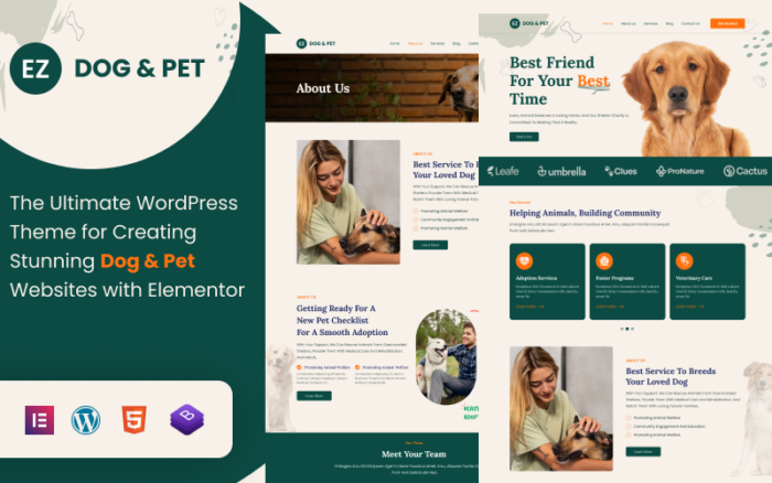 EZ Dog & Pets: Tema WordPress Layanan Anjing & Hewan Peliharaan Terbaik