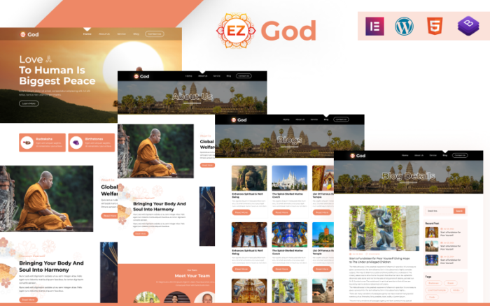 EZ God: Tema WordPress Ibadah dan Layanan Keagamaan yang Komprehensif