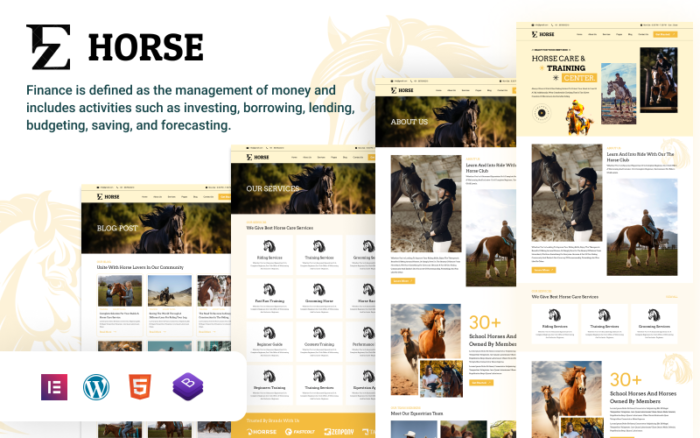 EZ Horse – Modern Template for Horse Training and Jockey Services