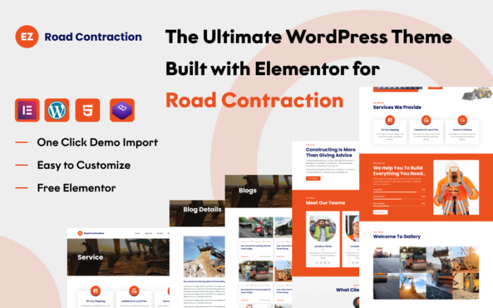 EZ Road Construction – Tema WordPress Modern untuk Pekerjaan Jalan dan Pembangunan