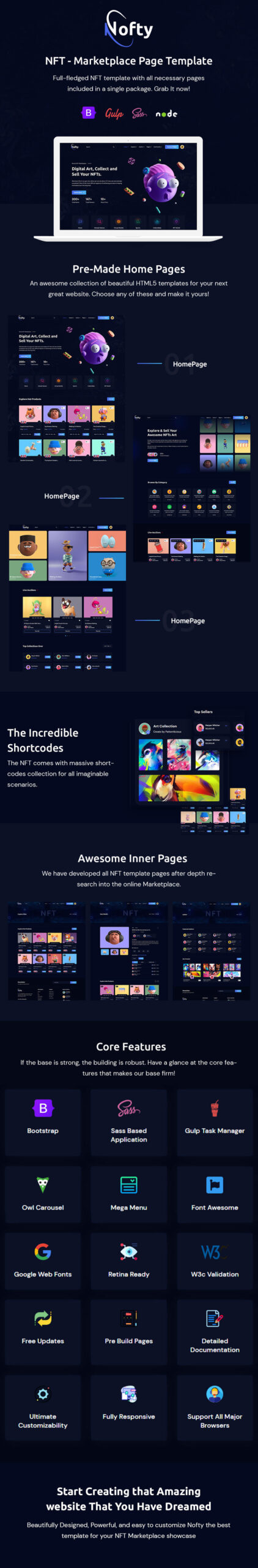 Nofty - Template HTML5 NFT Marketplace - Fitur Gambar 1