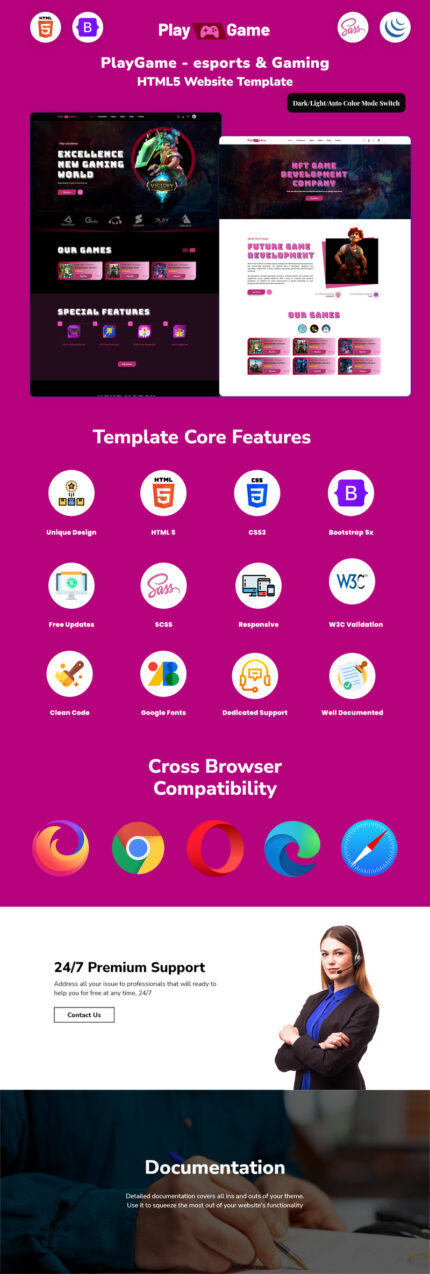 PlayGame - Template Situs Web HTML5 untuk Esports & Gaming - Fitur Gambar 1