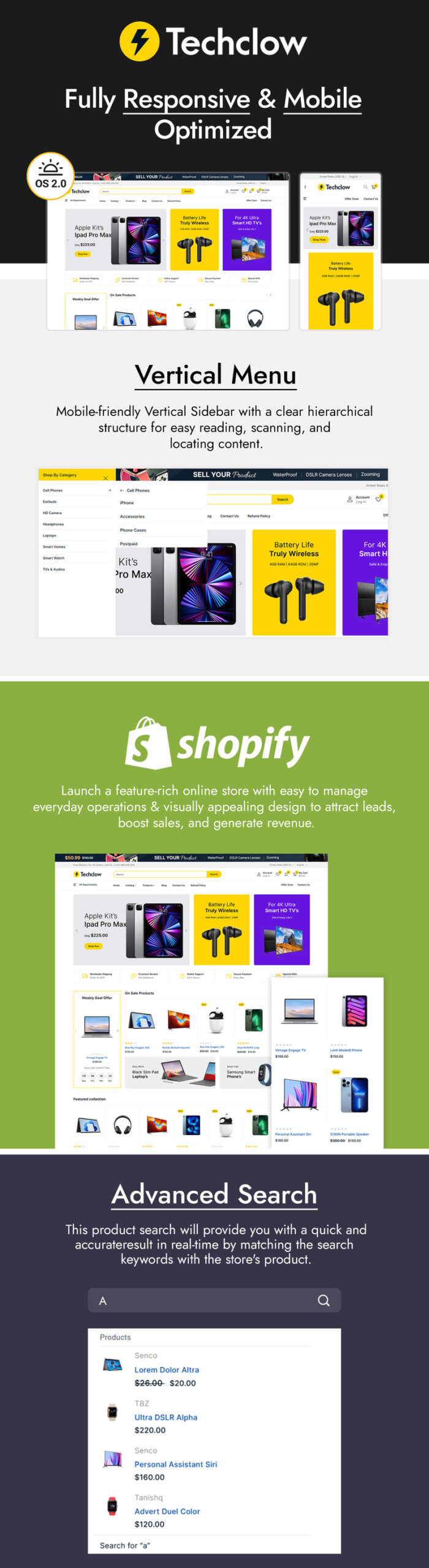 Tema Shopify Toko Elektronik Techclow - Fitur Gambar 1