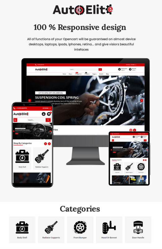 Autoelite - Template Opencart untuk Penjual Mobil, Motor, dan Suku Cadang Mobil - Fitur Gambar 1