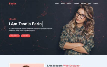 Farin Personal Portfolio HTML5  Landing Page Template