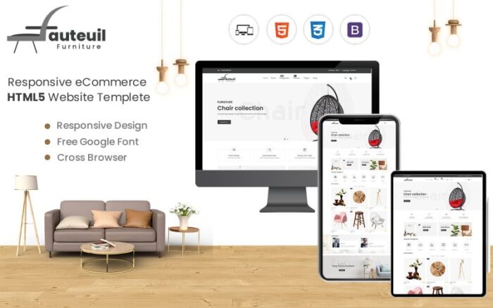 Fauteuil Web - Template HTML yang Intuitif dan Responsif untuk E-dagang Furnitur