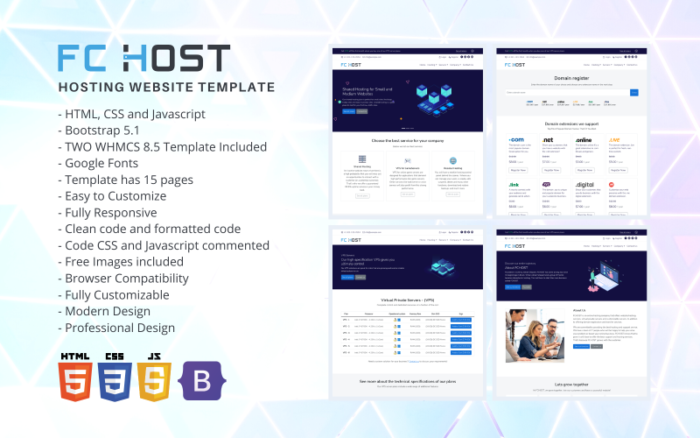 FCHOST - Template Situs Web Hosting HTML & Template WHMCS