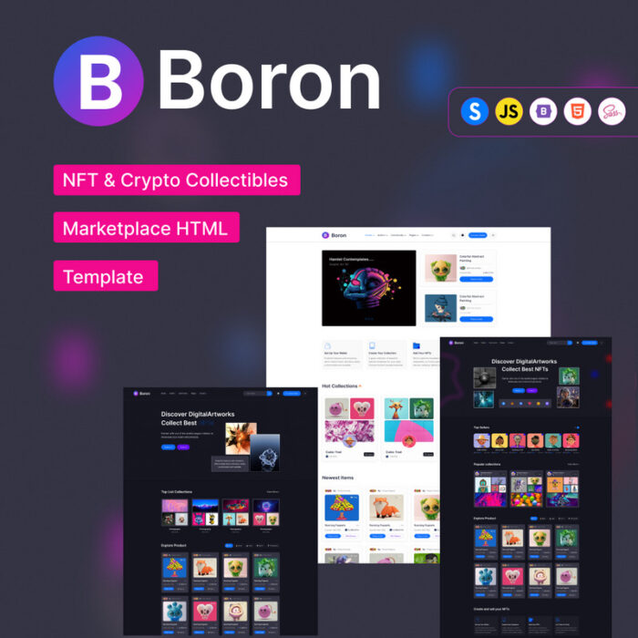 Boron - Template Situs Web HTML Bootstrap NFT Marketplace - Fitur Gambar 1