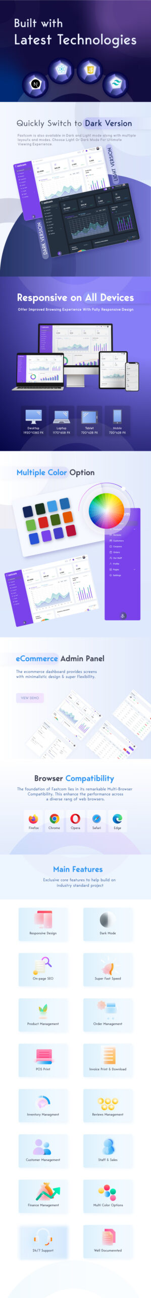 Fastcom - Dasbor admin e-commerce React Next.js - Fitur Gambar 1