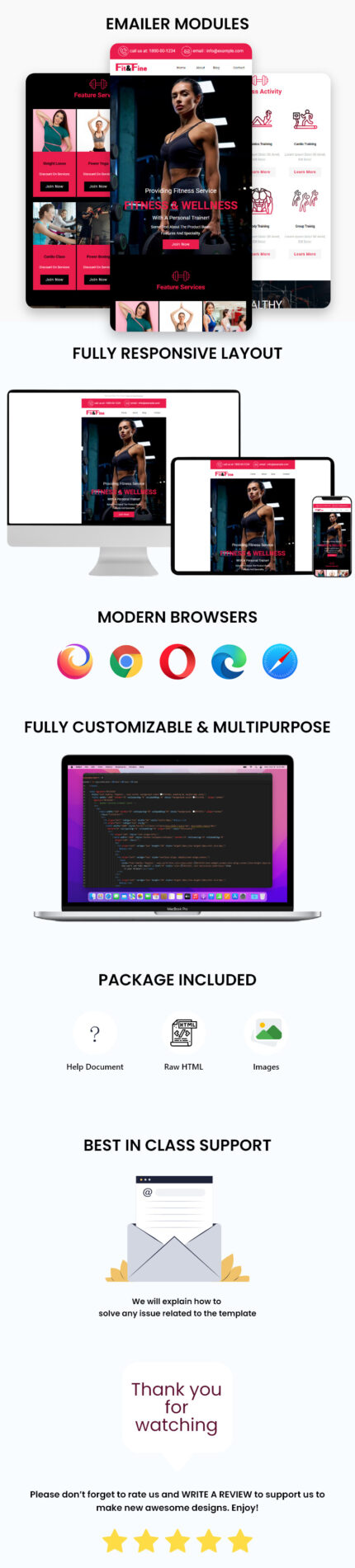 Fit&Fine - Template Newsletter HTML5 Responsif untuk Pusat Kebugaran - Fitur Gambar 1