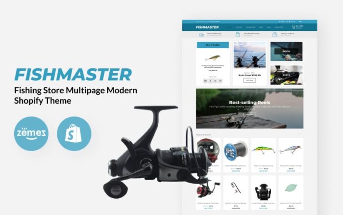 Fishmaster - Tema Shopify Modern Multihalaman Toko Alat Pancing