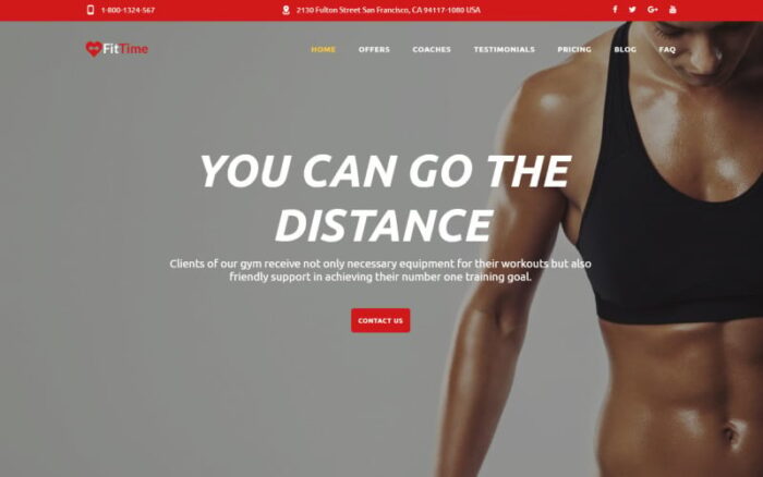 FitTime - Fitness Studio Responsive HTML5 Landing Page Template