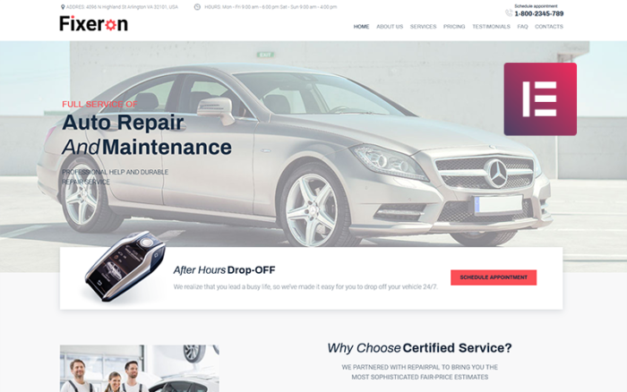 Fixeron - Car Repair WordPress Elementor Theme