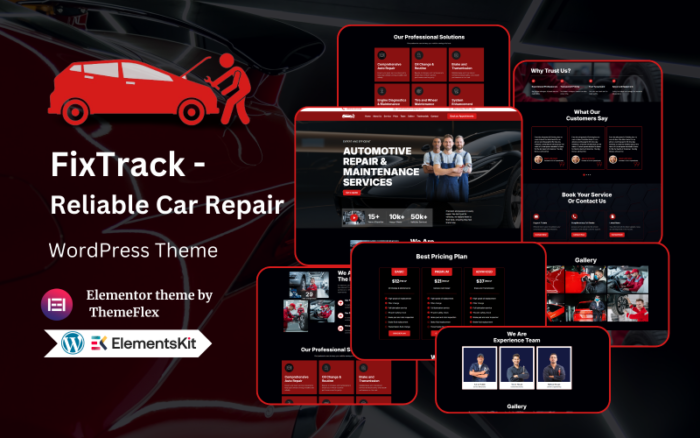 FixTrack - Tema WordPress Perbaikan Mobil yang Andal