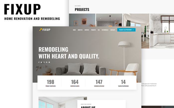 FIXUP - Template Halaman Arahan HTML5 Renovasi dan Pemodelan Ulang Rumah