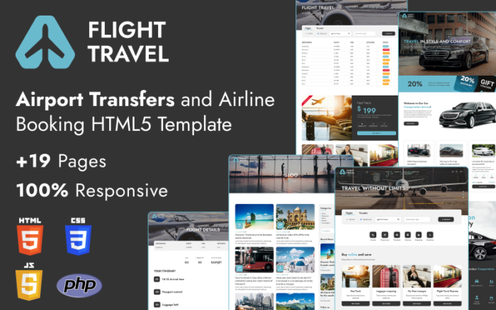Perjalanan Udara - Transfer Bandara dan Pemesanan Maskapai Penerbangan Template Situs Web HTML5