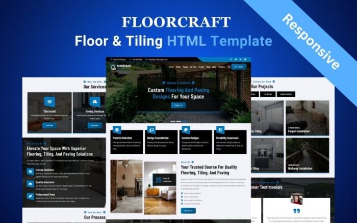 FloorCraft - Layanan Lantai, Ubin, Paving Template Situs Web HTML5