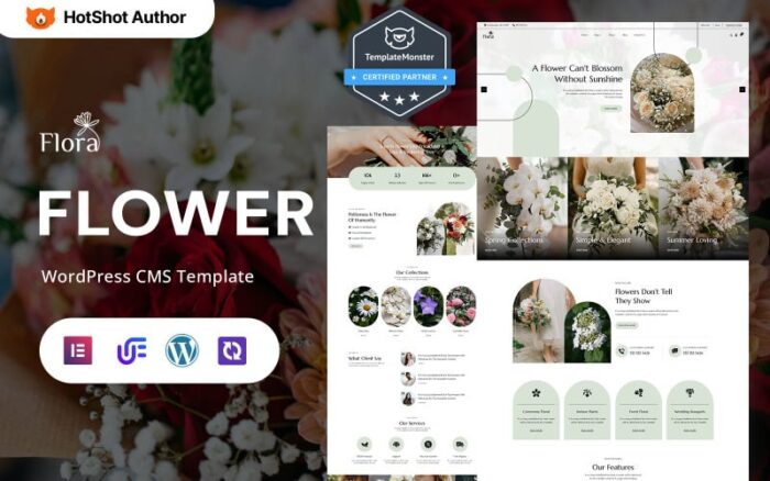 Flora - Toko Bunga, Layanan Florist dan Bunga Pernikahan Tema WordPress Elementor