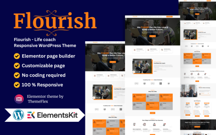 Flourish - Tema WordPress Responsif Pelatih Kehidupan