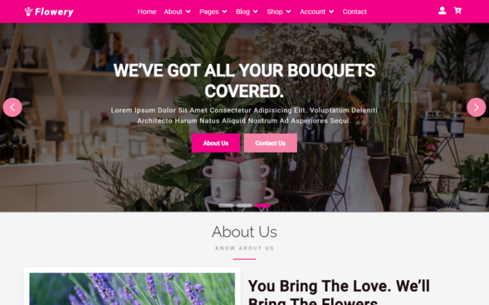 Flowery - Template Situs Web React Toko Bunga