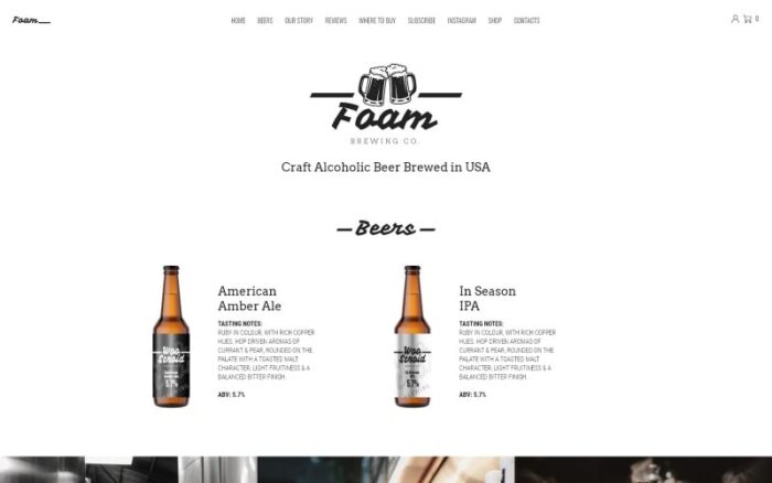 Foam - Tema E-Commerce Satu Halaman Modern Elementor WooCommerce Pub Bir