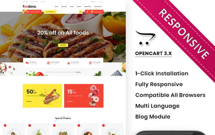 Foodava - Template OpenCart Toko Makanan