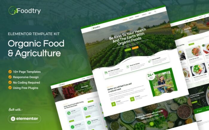 Foodtry - Kit Template Elementor Makanan & Pertanian Organik