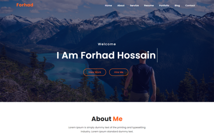 Templat Halaman Arahan HTML5 Portofolio Pribadi Forhad