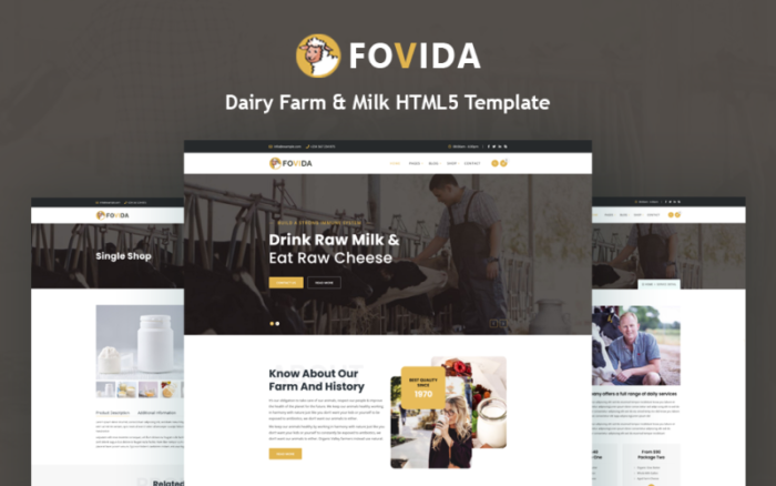 Fovida - Dairy Farm & Milk HTML5 Template