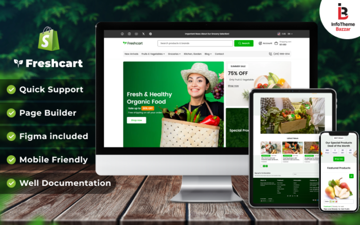 Freshcart - Tema Shopify 2.0 Responsif untuk Bahan Makanan Organik, Sayuran &