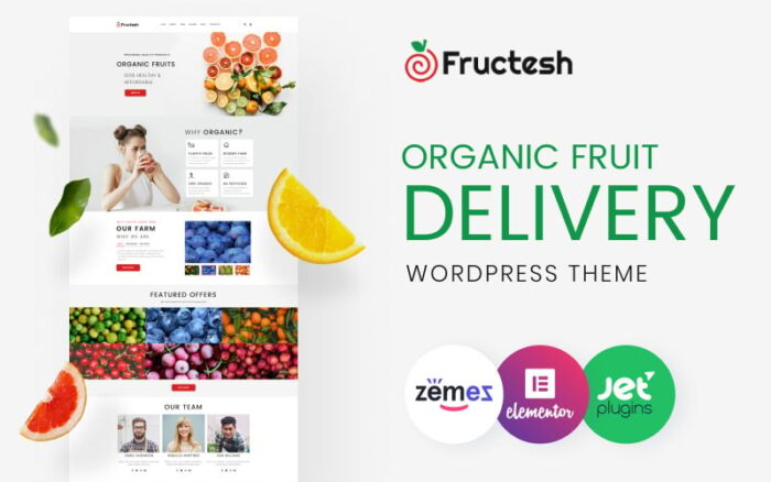 Fructesh - Tema WordPress Elementor Modern Serbaguna untuk Pengiriman Buah Organik