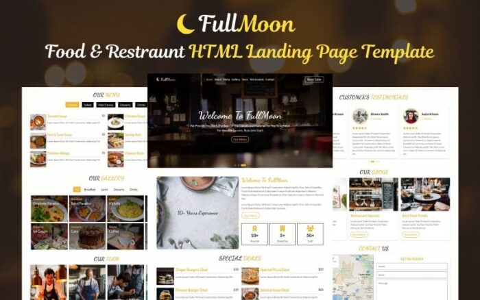 FullMoon - Template Halaman Arahan HTML Makanan & Restoran