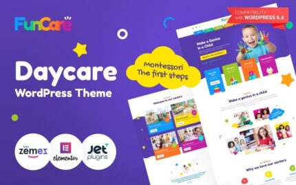 FunCare - Tema Desain Situs Web Penitipan Anak yang Cerah dan Menyenangkan Tema WordPress