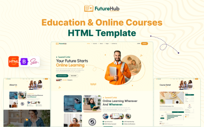 FutureHub – Template Situs Web HTML5 Kursus & Pendidikan Online