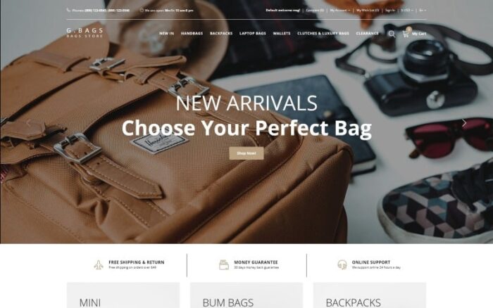 G. Bags - Template OpenCart Bersih Tas Tangan