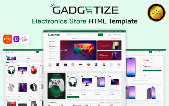 Gadgetize - Template HTML Lengkap untuk Toko Aksesoris Elektronik dan Gadget